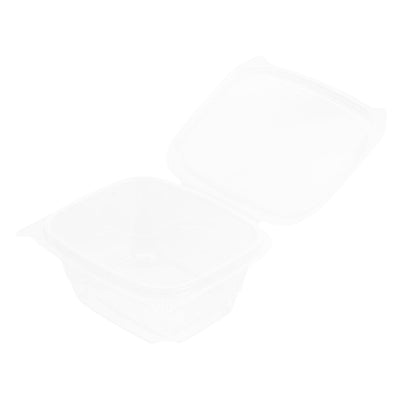 Thermo Tek 16 oz Rectangle Clear Plastic Deli / Snack Container - with Hinged Lid, Anti-Fog - 5 3/4" x 5" x 2 1/2" - 100 count box
