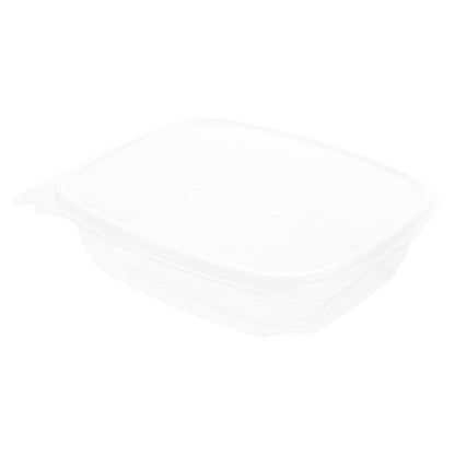 Thermo Tek 24 oz Rectangle Clear Plastic Deli / Snack Container - with Hinged Lid, Anti-Fog - 7 1/2" x 5 1/2" x 2" - 100 count box