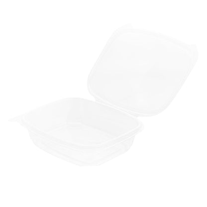 Thermo Tek 24 oz Rectangle Clear Plastic Deli / Snack Container - with Hinged Lid, Anti-Fog - 7 1/2" x 5 1/2" x 2" - 100 count box