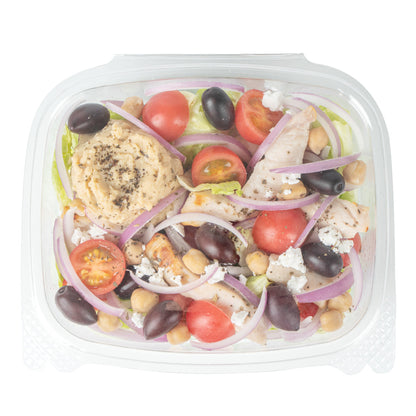 Thermo Tek 32 oz Rectangle Clear Plastic Deli / Snack Container - with Hinged Lid, Anti-Fog - 7 1/2" x 6 1/4" x 2 3/4" - 100 count box