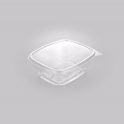 Thermo Tek 32 oz Rectangle Clear Plastic Deli / Snack Container - with Hinged Lid, Anti-Fog - 7 1/2" x 6 1/4" x 2 3/4" - 100 count box