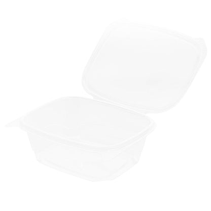 Thermo Tek 32 oz Rectangle Clear Plastic Deli / Snack Container - with Hinged Lid, Anti-Fog - 7 1/2" x 6 1/4" x 2 3/4" - 100 count box