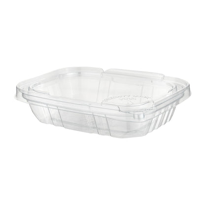 Tamper Tek 8 oz Rectangle Clear Plastic Container - with Hinged Lid, Tamper-Evident - 4 3/4" x 6" x 1 1/4" - 100 count box