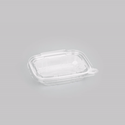 Tamper Tek 8 oz Rectangle Clear Plastic Container - with Hinged Lid, Tamper-Evident - 4 3/4" x 6" x 1 1/4" - 100 count box