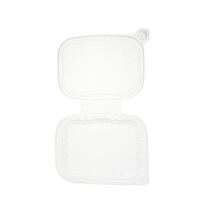 Tamper Tek 8 oz Rectangle Clear Plastic Container - with Hinged Lid, Tamper-Evident - 4 3/4" x 6" x 1 1/4" - 100 count box