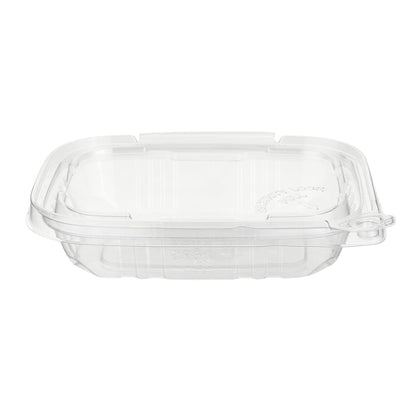 Tamper Tek 8 oz Rectangle Clear Plastic Container - with Hinged Lid, Tamper-Evident - 4 3/4" x 6" x 1 1/4" - 100 count box