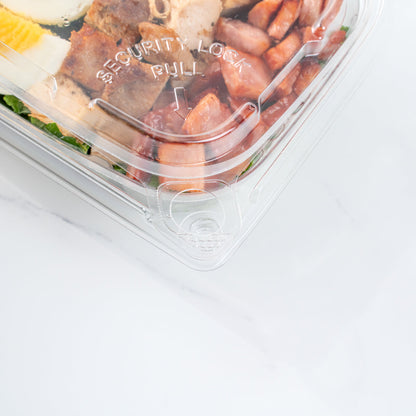 Tamper Tek 12 oz Rectangle Clear Plastic Container - with Hinged Lid, Tamper-Evident - 4 3/4" x 6" x 1 1/2" - 100 count box