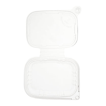 Tamper Tek 16 oz Rectangle Clear Plastic Container - with Hinged Lid, Tamper-Evident - 4 3/4" x 6" x 2" - 100 count box