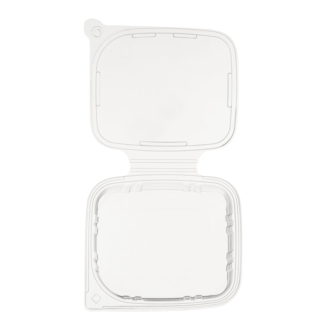 Tamper Tek 24 oz Rectangle Clear Plastic Container - with Hinged Lid, Tamper-Evident - 6 1/2" x 4 1/2" x 2" - 100 count box