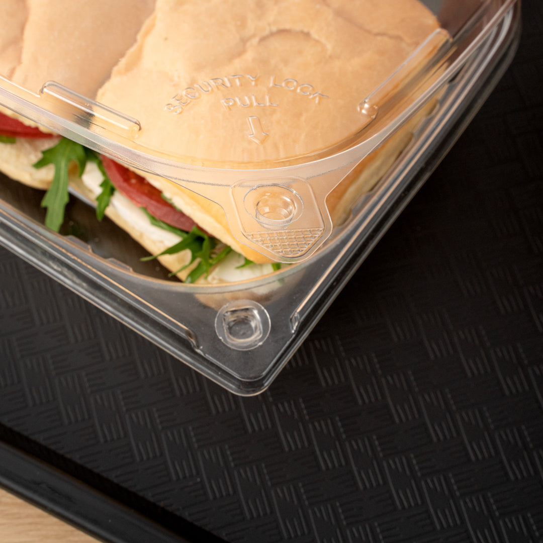 Tamper Tek 24 oz Rectangle Clear Plastic Container - with Hinged Lid, Tamper-Evident - 6 1/2" x 4 1/2" x 2" - 100 count box
