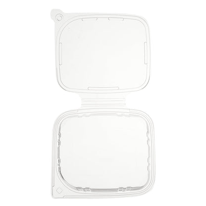 Tamper Tek 32 oz Rectangle Clear Plastic Container - with Hinged Lid, Tamper-Evident - 6 1/2" x 4 1/2" x 2 1/2" - 100 count box