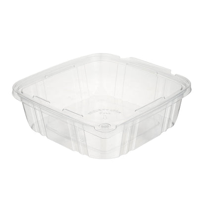 Tamper Tek 48 oz Rectangle Clear Plastic Container - with Hinged Lid, Tamper-Evident - 8 1/4" x 7 1/2" x 2 3/4" - 100 count box