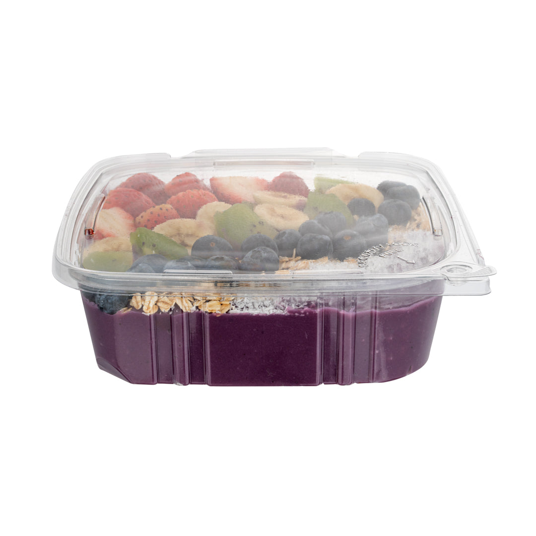 Tamper Tek 48 oz Rectangle Clear Plastic Container - with Hinged Lid, Tamper-Evident - 8 1/4" x 7 1/2" x 2 3/4" - 100 count box