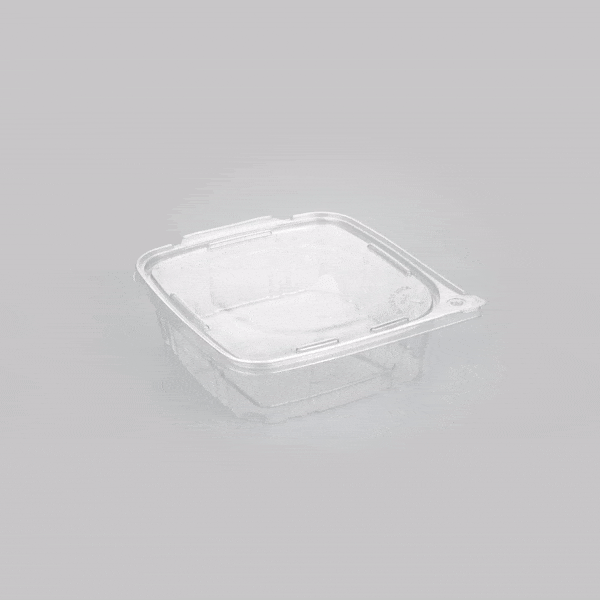 Tamper Tek 48 oz Rectangle Clear Plastic Container - with Hinged Lid, Tamper-Evident - 8 1/4" x 7 1/2" x 2 3/4" - 100 count box