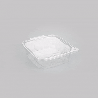 Tamper Tek 48 oz Rectangle Clear Plastic Container - with Hinged Lid, Tamper-Evident - 8 1/4" x 7 1/2" x 2 3/4" - 100 count box