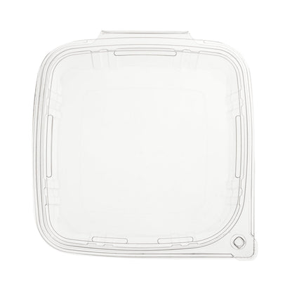 Tamper Tek 48 oz Rectangle Clear Plastic Container - with Hinged Lid, Tamper-Evident - 8 1/4" x 7 1/2" x 2 3/4" - 100 count box