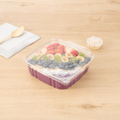 Tamper Tek 48 oz Rectangle Clear Plastic Container - with Hinged Lid, Tamper-Evident - 8 1/4" x 7 1/2" x 2 3/4" - 100 count box
