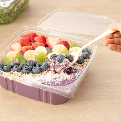 Tamper Tek 48 oz Rectangle Clear Plastic Container - with Hinged Lid, Tamper-Evident - 8 1/4" x 7 1/2" x 2 3/4" - 100 count box