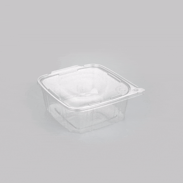 Tamper Tek 64 oz Rectangle Clear Plastic Container - with Hinged Lid, Tamper-Evident - 8 1/4" x 7 1/2" x 3 1/4" - 100 count box