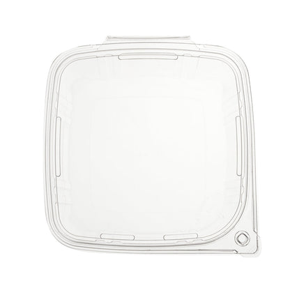 Tamper Tek 64 oz Rectangle Clear Plastic Container - with Hinged Lid, Tamper-Evident - 8 1/4" x 7 1/2" x 3 1/4" - 100 count box