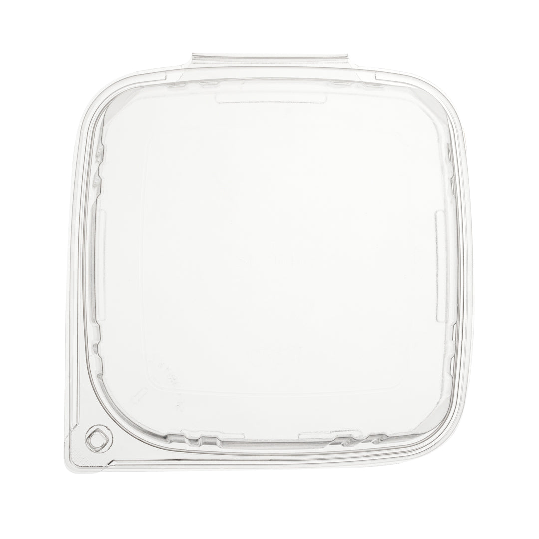 Tamper Tek 64 oz Rectangle Clear Plastic Container - with Hinged Lid, Tamper-Evident - 8 1/4" x 7 1/2" x 3 1/4" - 100 count box