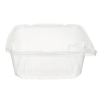Tamper Tek 64 oz Rectangle Clear Plastic Container - with Hinged Lid, Tamper-Evident - 8 1/4" x 7 1/2" x 3 1/4" - 100 count box