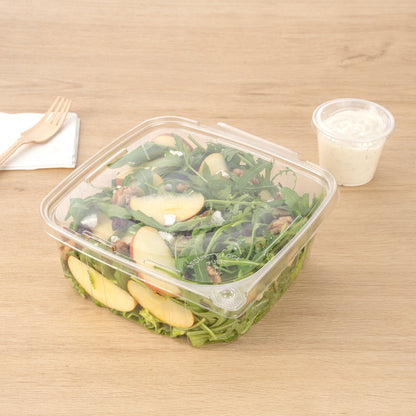 Tamper Tek 64 oz Rectangle Clear Plastic Container - with Hinged Lid, Tamper-Evident - 8 1/4" x 7 1/2" x 3 1/4" - 100 count box