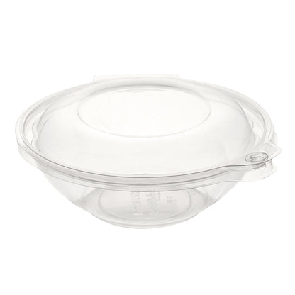 Tamper Tek 24 oz Round Clear Plastic Bowl - with Hinged Lid, Tamper-Evident - 7" x 7" x 2 3/4" - 100 count box