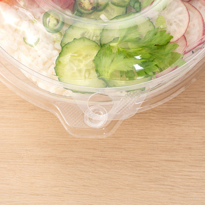 Tamper Tek 24 oz Round Clear Plastic Bowl - with Hinged Lid, Tamper-Evident - 7" x 7" x 2 3/4" - 100 count box