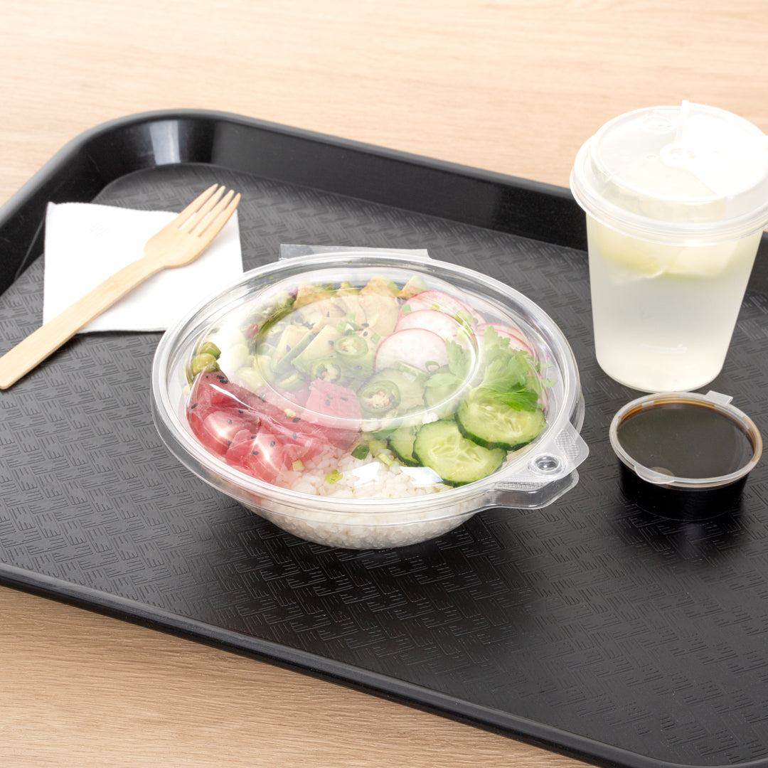 Tamper Tek 24 oz Round Clear Plastic Bowl - with Hinged Lid, Tamper-Evident - 7" x 7" x 2 3/4" - 100 count box