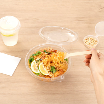 Tamper Tek 32 oz Round Clear Plastic Bowl - with Hinged Lid, Tamper-Evident - 7" x 7" x 3 1/2" - 100 count box