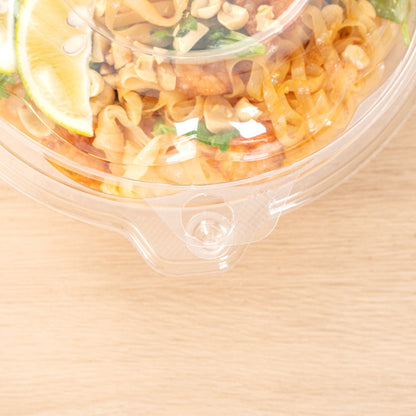 Tamper Tek 32 oz Round Clear Plastic Bowl - with Hinged Lid, Tamper-Evident - 7" x 7" x 3 1/2" - 100 count box