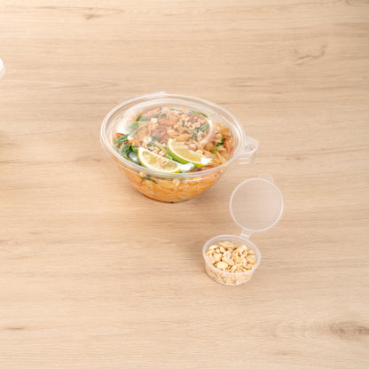Tamper Tek 32 oz Round Clear Plastic Bowl - with Hinged Lid, Tamper-Evident - 7" x 7" x 3 1/2" - 100 count box