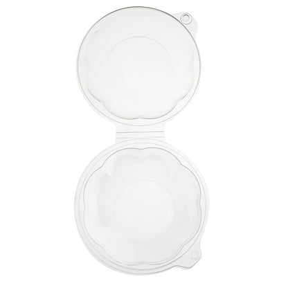 Tamper Tek 48 oz Round Clear Plastic Bowl - with Hinged Lid, Tamper-Evident - 7" x 7" x 4 3/4" - 100 count box