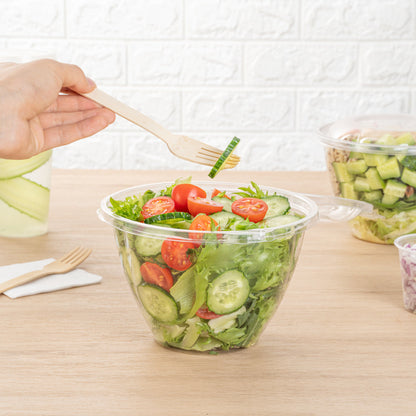 Tamper Tek 48 oz Round Clear Plastic Bowl - with Hinged Lid, Tamper-Evident - 7" x 7" x 4 3/4" - 100 count box