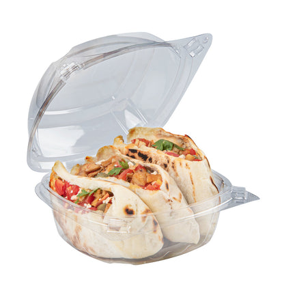 Thermo Tek 19 oz Rectangle Clear Plastic Clamshell Container - Anti-Fog - 6" x 5 1/2" x 2 3/4" - 100 count box
