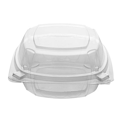 Thermo Tek 19 oz Rectangle Clear Plastic Clamshell Container - Anti-Fog - 6" x 5 1/2" x 2 3/4" - 100 count box