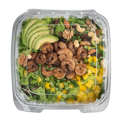 Thermo Tek 46 oz Rectangle Clear Plastic Clamshell Container - Anti-Fog - 9" x 8 1/4" x 2 1/2" - 100 count box