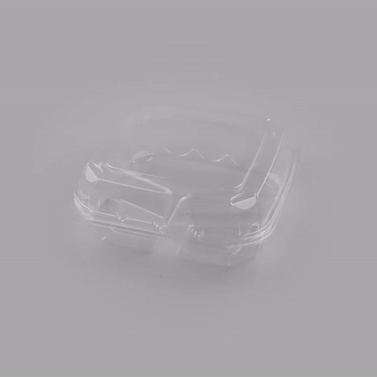 Thermo Tek 34 oz Square Clear Plastic Clamshell Container - 3-Compartment, Anti-Fog - 7 3/4" x 7 3/4" x 2 1/2" - 100 count box