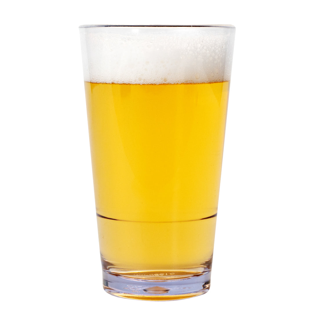Bev Tek 16 oz SAN Plastic Pint Glass - Stackable - 3 1/2" x 3 1/2" x 5 3/4" - 12 count box