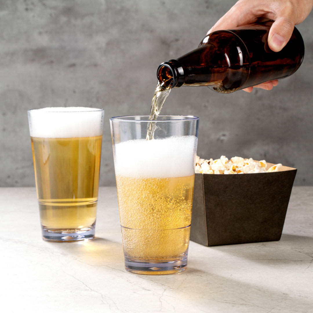 Bev Tek 16 oz SAN Plastic Pint Glass - Stackable - 3 1/2" x 3 1/2" x 5 3/4" - 12 count box
