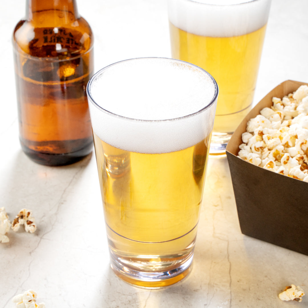 Bev Tek 16 oz SAN Plastic Pint Glass - Stackable - 3 1/2" x 3 1/2" x 5 3/4" - 12 count box