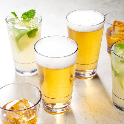 Bev Tek 16 oz SAN Plastic Pint Glass - Stackable - 3 1/2" x 3 1/2" x 5 3/4" - 12 count box