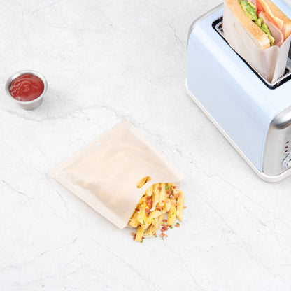 Bag Tek Kraft Plastic Small Toaster Bag - Non-Stick, Heat-Resistant, Semi-Disposable - 6 1/2" x 6 1/4" - 10 count box