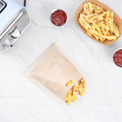 Bag Tek Kraft Plastic Small Toaster Bag - Non-Stick, Heat-Resistant, Semi-Disposable - 6 1/2" x 6 1/4" - 10 count box