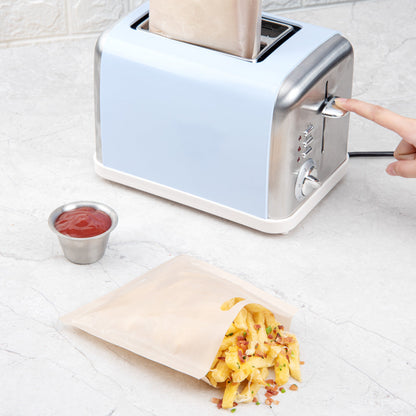 Bag Tek Kraft Plastic Small Toaster Bag - Non-Stick, Heat-Resistant, Semi-Disposable - 6 1/2" x 6 1/4" - 10 count box