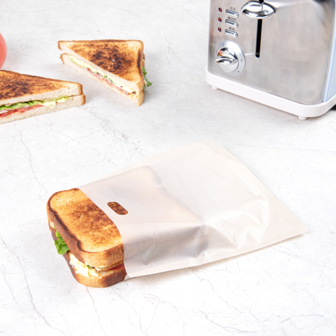Bag Tek Kraft Plastic Medium Toaster Bag - Non-Stick, Heat-Resistant, Semi-Disposable - 7 1/2" x 6 3/4" - 10 count box