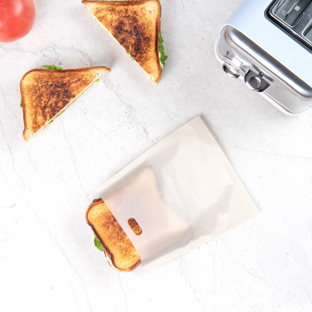 Bag Tek Kraft Plastic Medium Toaster Bag - Non-Stick, Heat-Resistant, Semi-Disposable - 7 1/2" x 6 3/4" - 10 count box