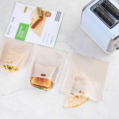 Bag Tek Kraft Plastic Toaster Bag Set - Non-Stick, Heat-Resistant, Semi-Disposable - 6 count box