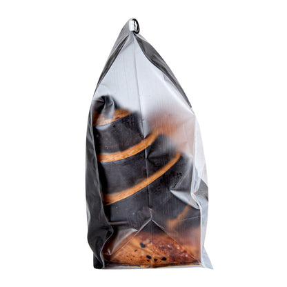 Bag Tek Black Cotton Paper Tin Tie Bag - with Clear Window - 5" x 4" x 11 1/4" - 100 count box